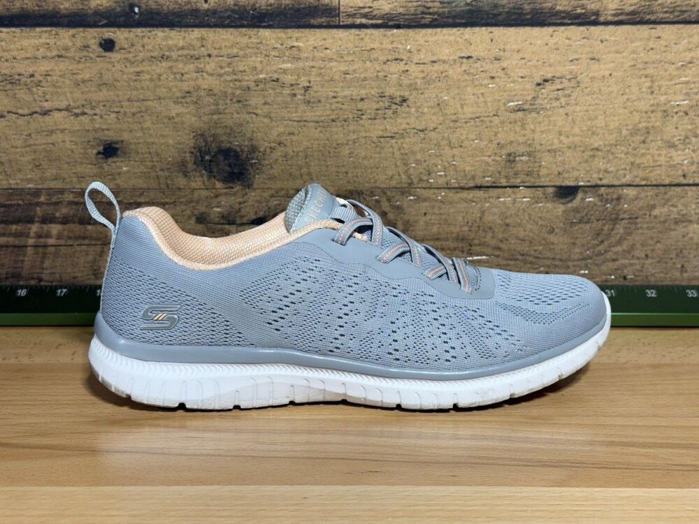 🔥Skechers Women's Virtue Slip On Comfort Walking Shoes Gray/Multi Coral 8.5